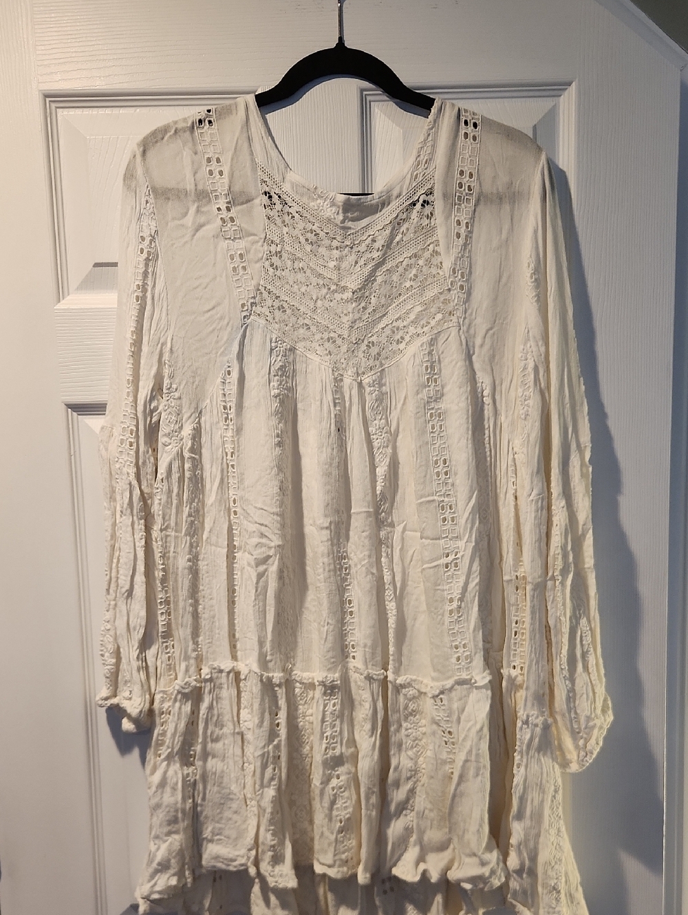Free People Ivory Lace-Trim Peasant Tunic